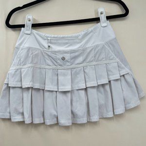 Lululemon Run Pace Setter Pleated Ruffled White Tennis Skort/Skirt Size 4
